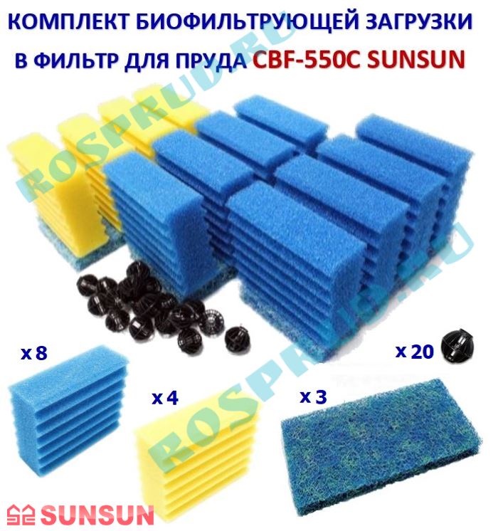 Фильтрующие губки для фильтра CBF 550C SUNSUN