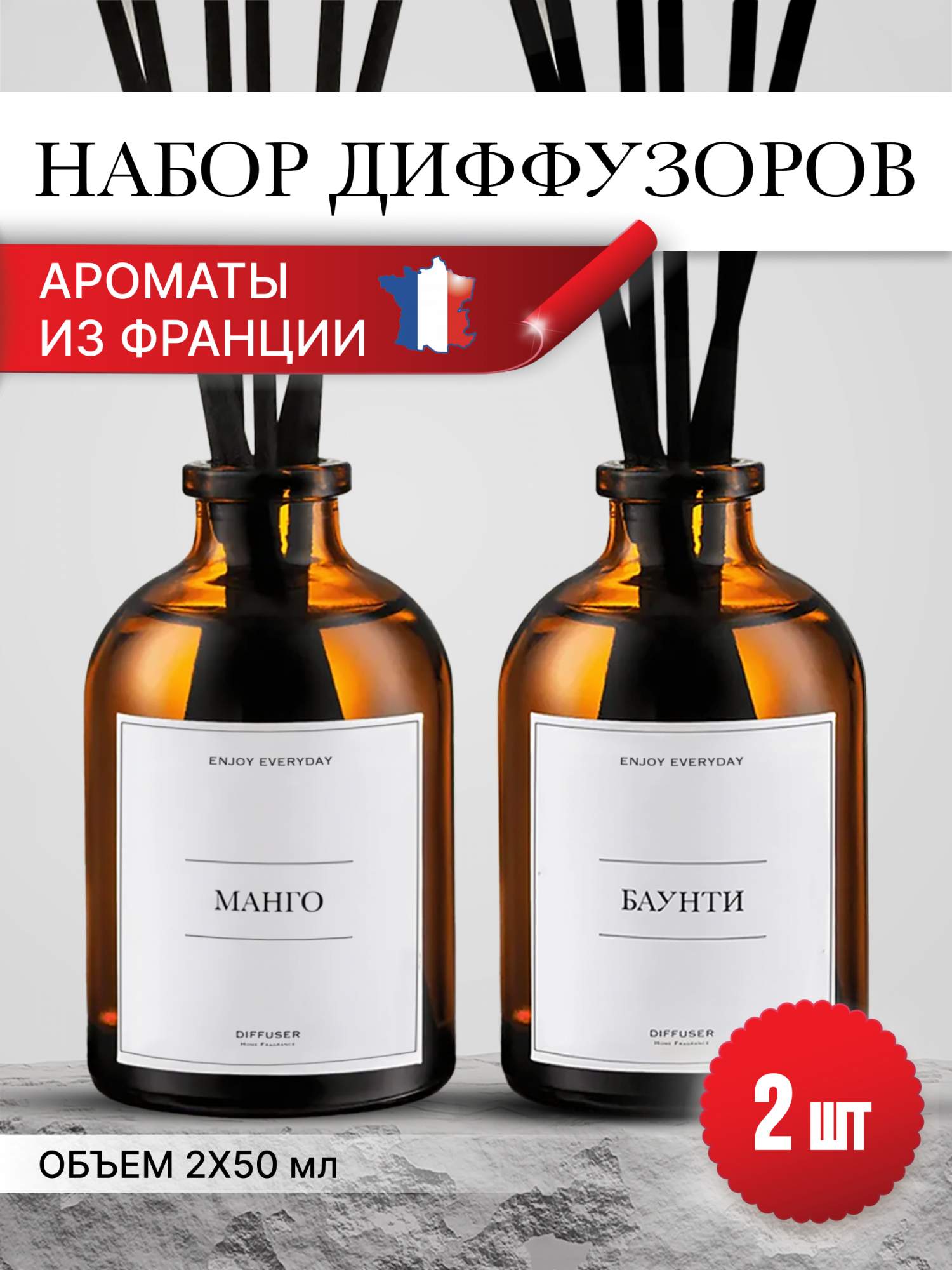 Аромадиффузор AROMASTERY Манго + Баунти, 50мл, 2 шт