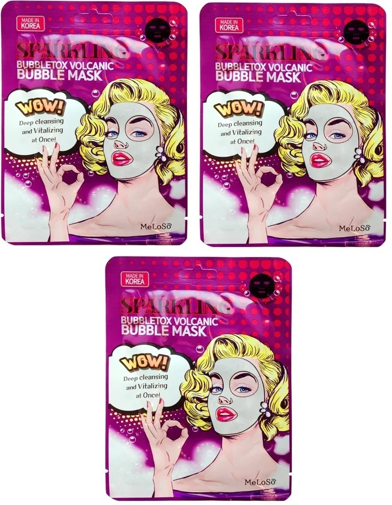 

Маска Meloso Sparkling Bubbletox Volcanic Bubble Mask с вулканическим пеплом, 1 шт.