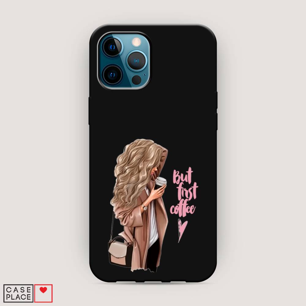 

Матовый силиконовый чехол "Девушка с кофе" на Apple iPhone 12 Pro Max, Девушка с кофе