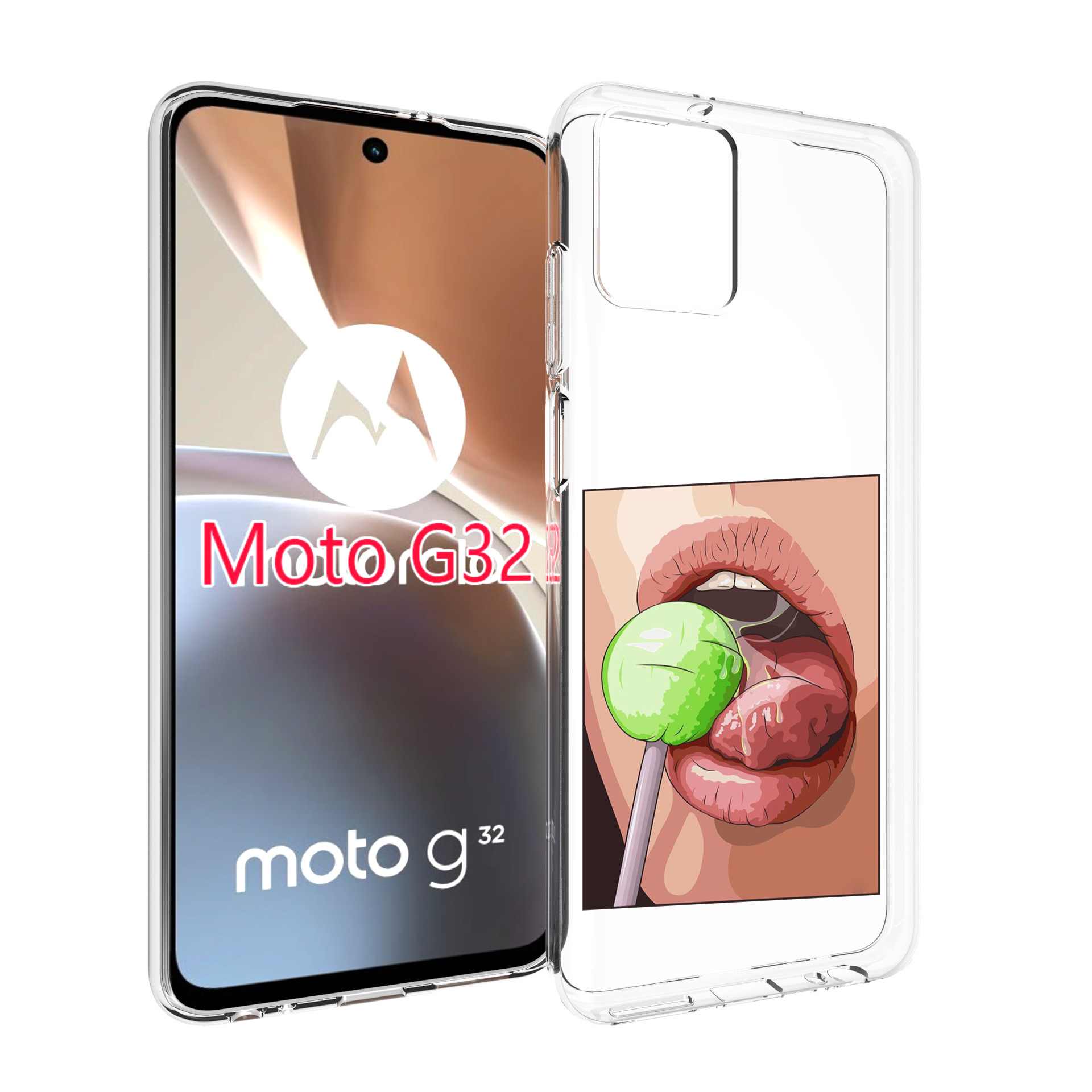 

Чехол MyPads зеленый-чупа-чупс женский для Motorola Moto G32, Прозрачный, Tocco