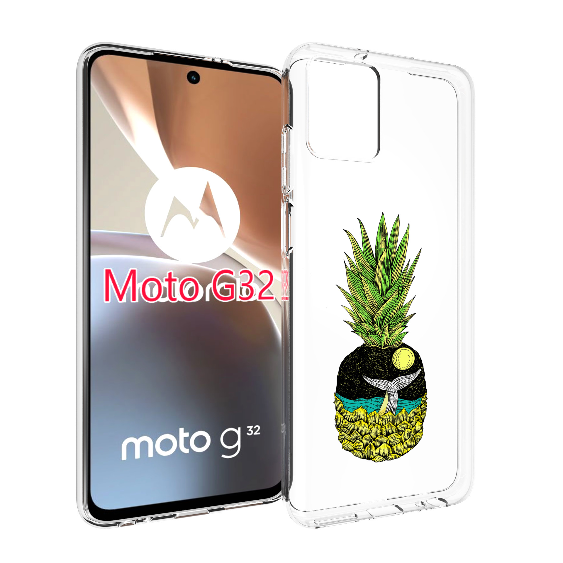 

Чехол MyPads ананас с китом для Motorola Moto G32, Прозрачный, Tocco