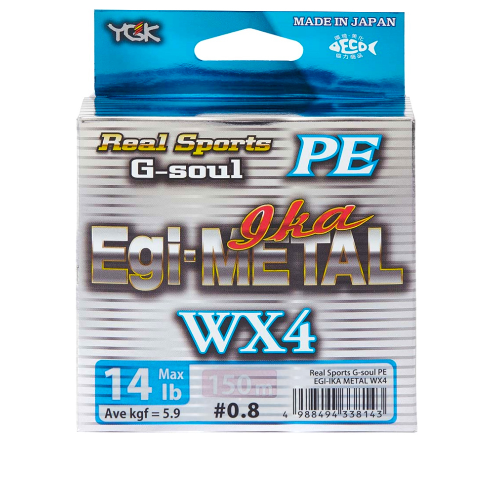 фото Леска плетеная ygk g-soul pe egi-ika metal wx4 0,165 мм, 150 м, 7,4 кг, green/blue, 1 шт.