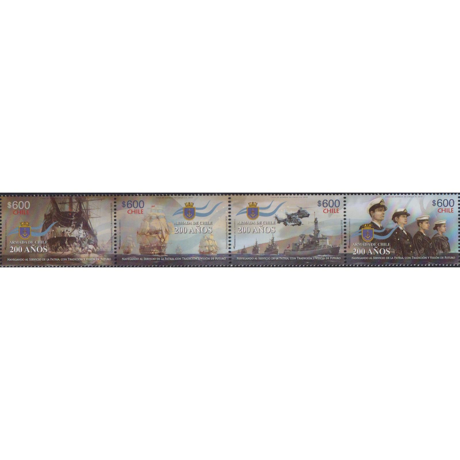 

Почтовые марки Чили 200 лет чилийскому флоту Корабли, Военный флот