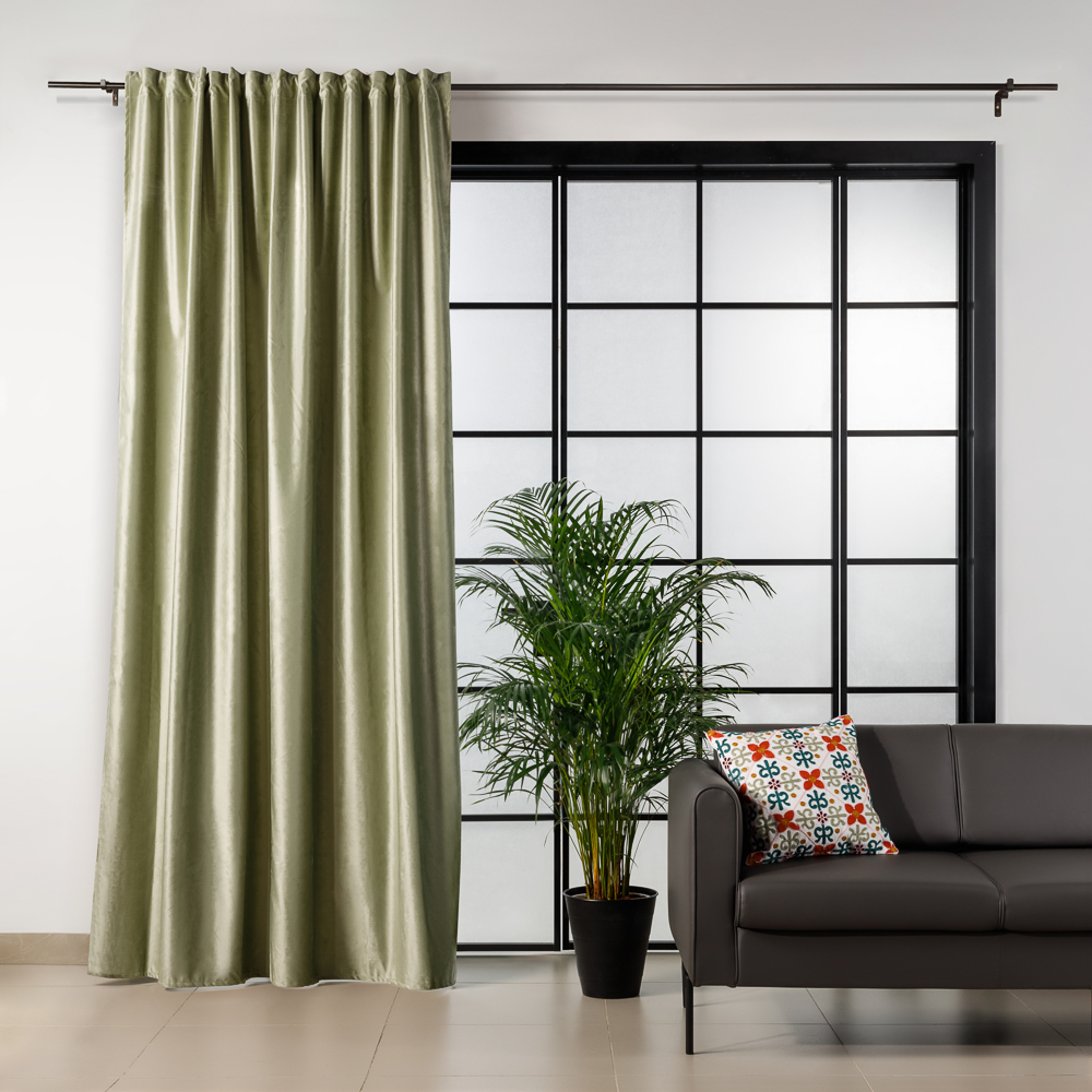 Штора, Муаро, 100% бархат блэкаут, 200*275, на ленте, цвет. 04 - зеленый