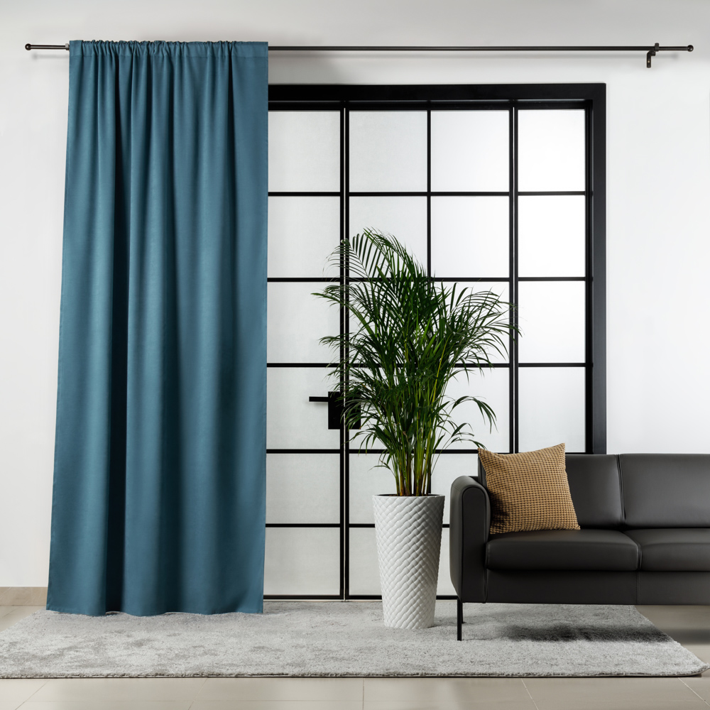 Штора канвас, на ленте, цвет бирюзовый, 140х280 см, 1 шт.