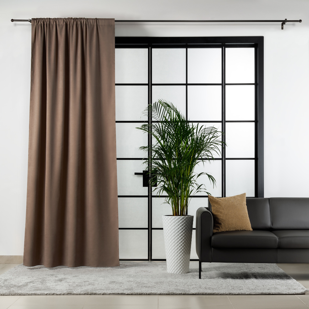 Штора канвас, на ленте, цвет кофейный, 140х280 см, 1 шт.