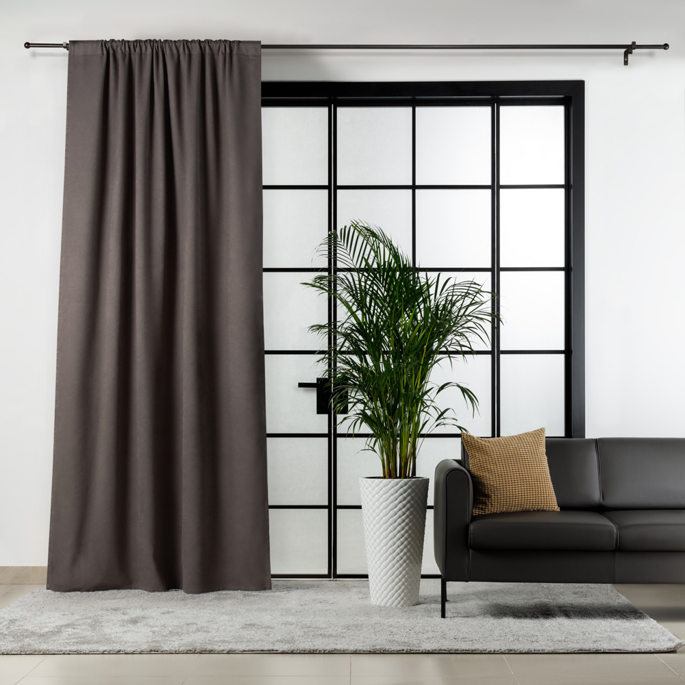 Штора канвас, на ленте, цвет шоколаж, 140х280 см, 1 шт.