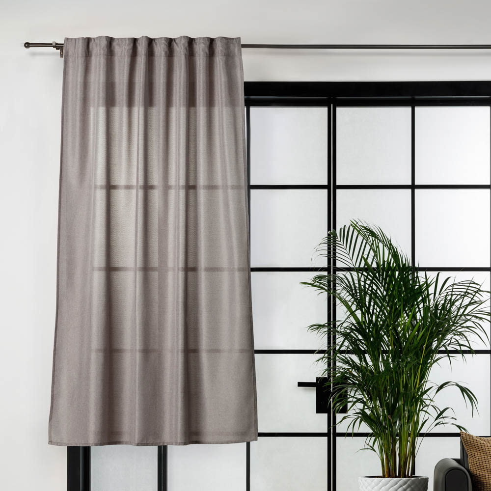 Штора кухонная, рогожка, на ленте, цвет 01, бежевый, 140x180 см, A50058-beige, 1 шт.