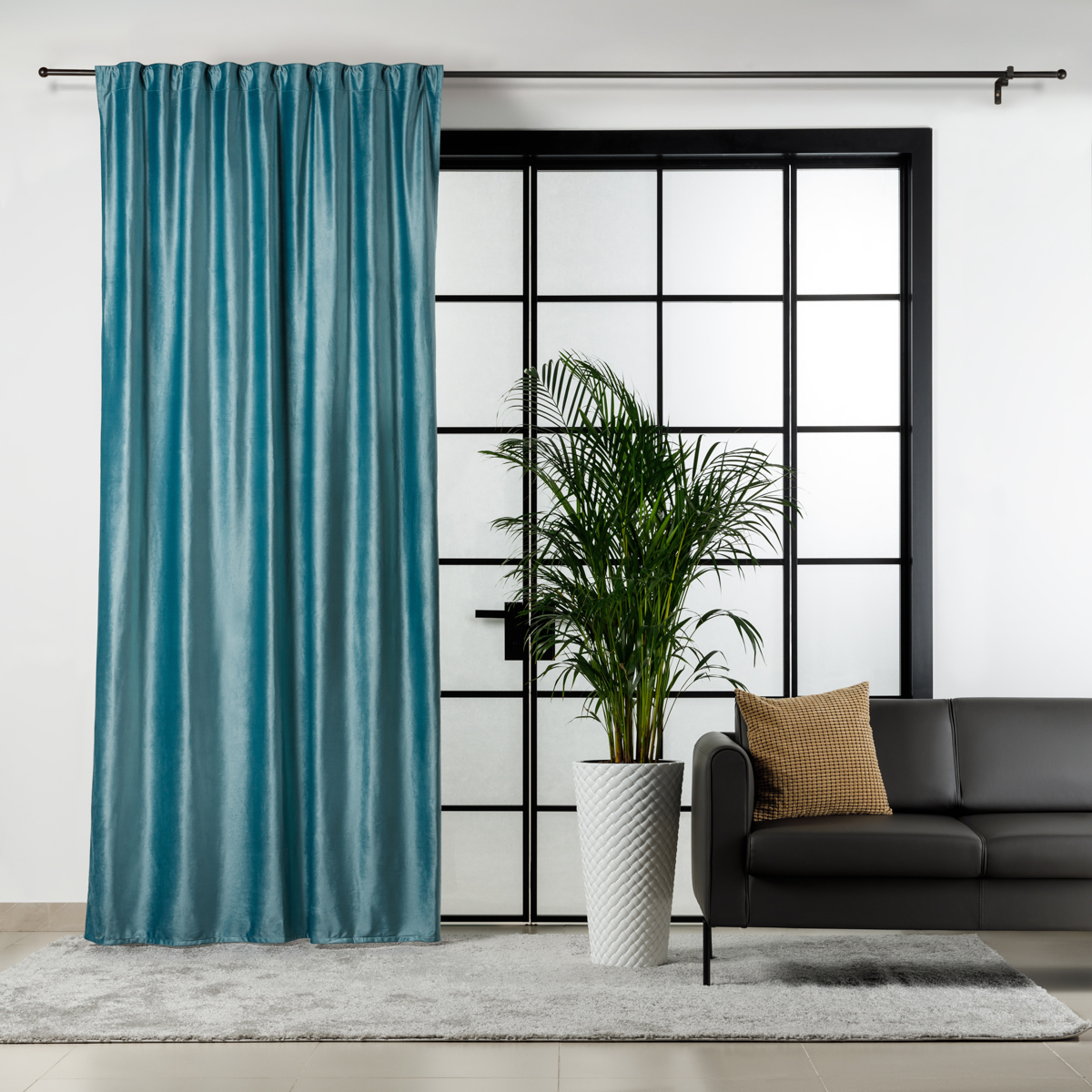 Штора на ленте, бархат, цвет 08, бирюзовый, 150x280 см, A80039-turquoise, 1 шт.