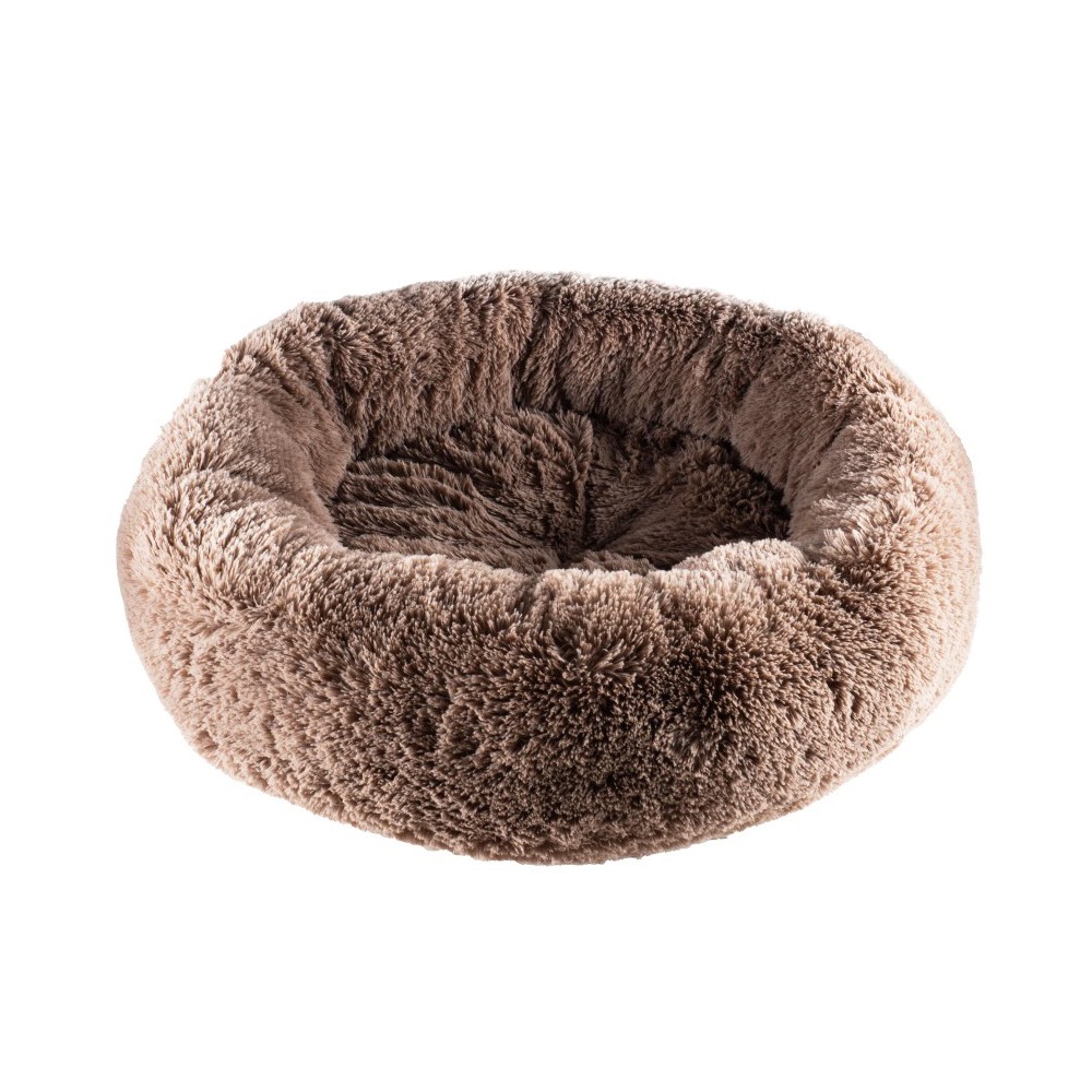 Лежак для животных FOXIE Fur Real 53х53х20см круглый из меха коричневый