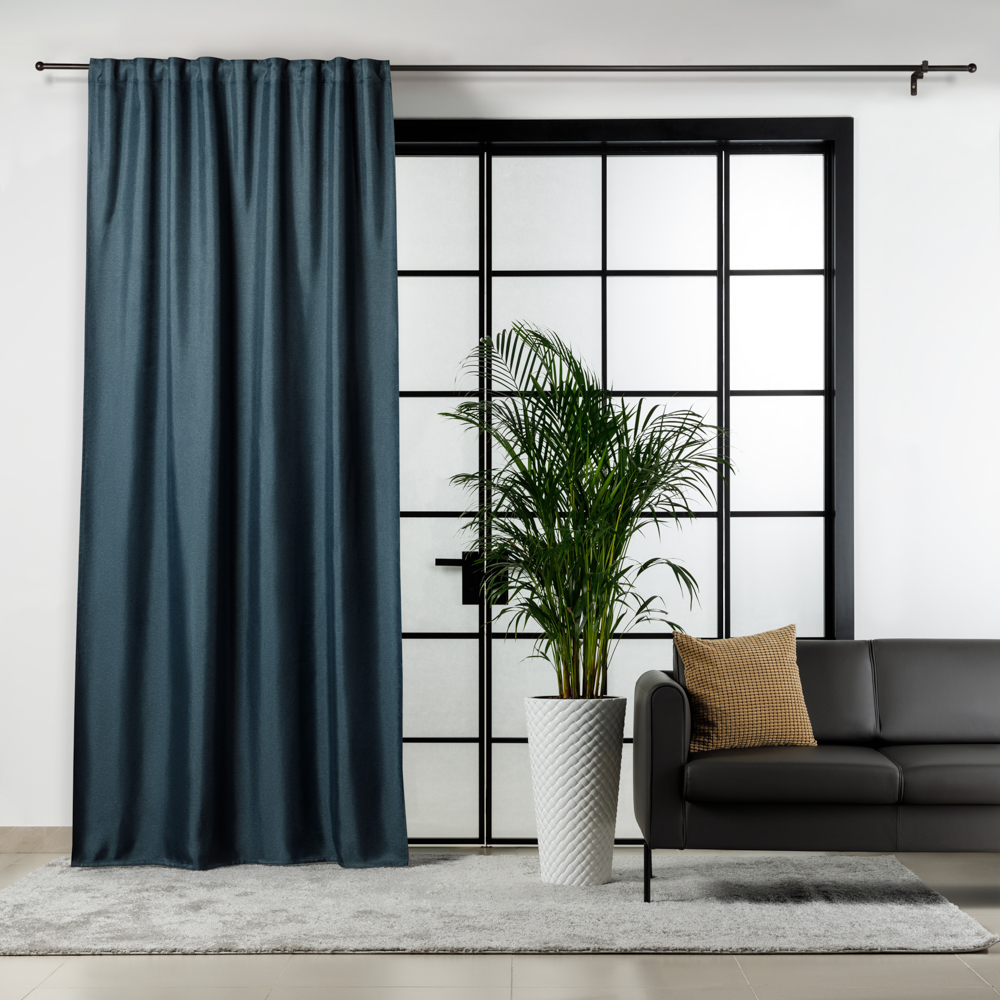 Штора на ленте, блэкаут, рогожка, цвет 07, бирюзовый, 150x280 см, A60001-turquoise, 1 шт.