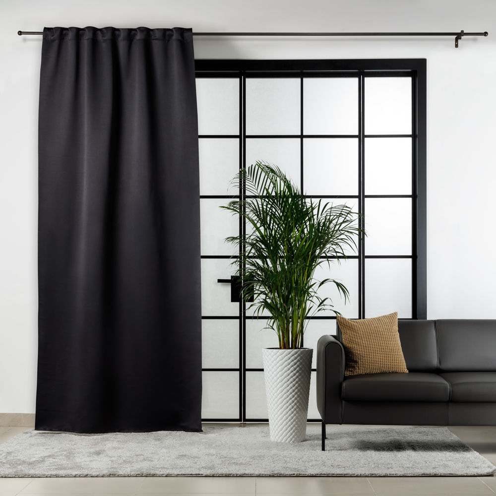 Штора на ленте, блэкаут, цвет 17, чёрный, 140x280 см, A90030T- black, 1 шт.