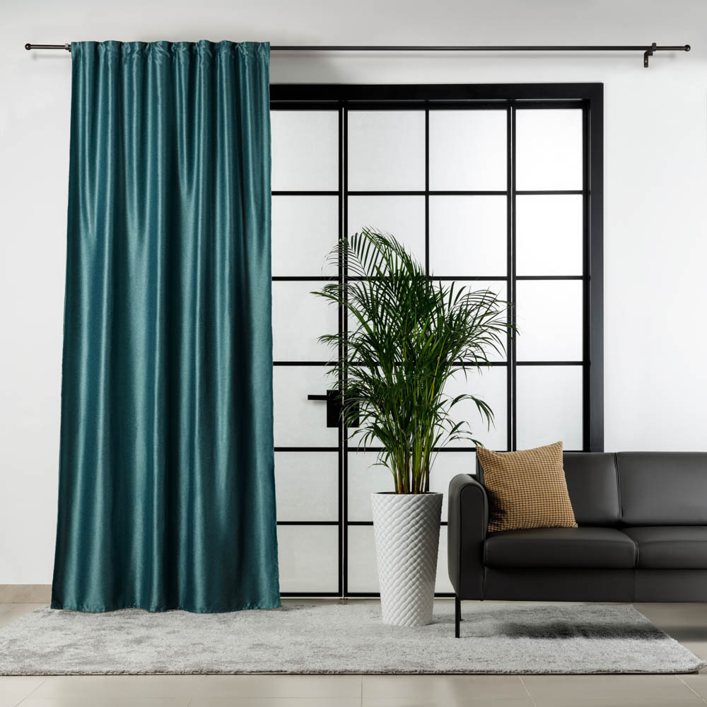 Штора на ленте, однотонная, цвет 09, зелёный, 150x280 см, A70012-green, 1 шт.