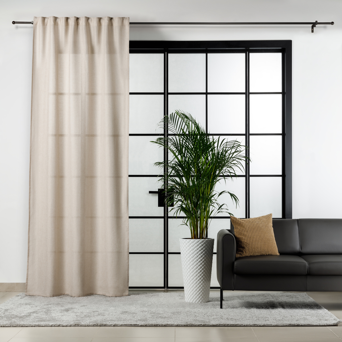 Штора на ленте, рогожка,цвет 18, экрю, 140x280 см, A90016-ecru, 1 шт.