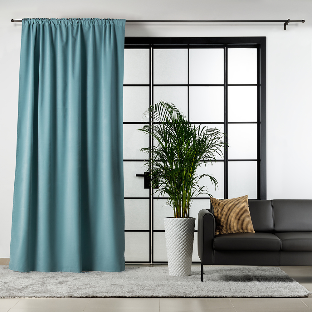 Штора нубук, на ленте, цвет бирюзовый, 140х280 см, 1 шт.