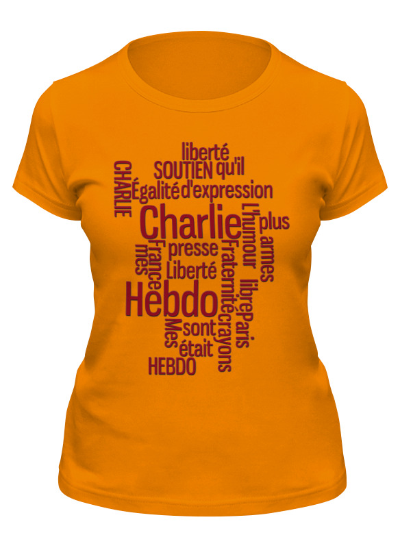 

Футболка женская Printio Charlie hebdo оранжевая 2XL, Оранжевый, Charlie hebdo