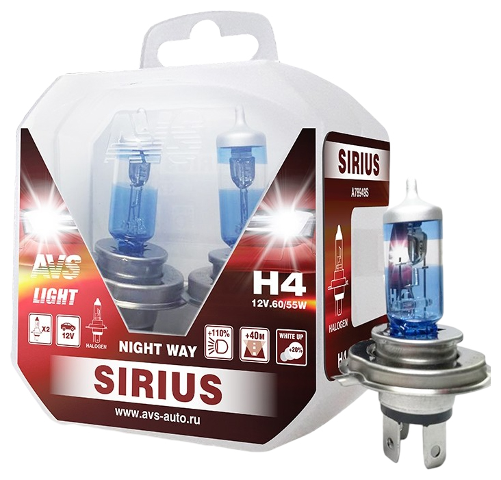 

Лампа Галогенная H4 12В 60/55 Вт Кт. 2Шт. Avs Sirius/Night Way/ Pb AVS A78949S