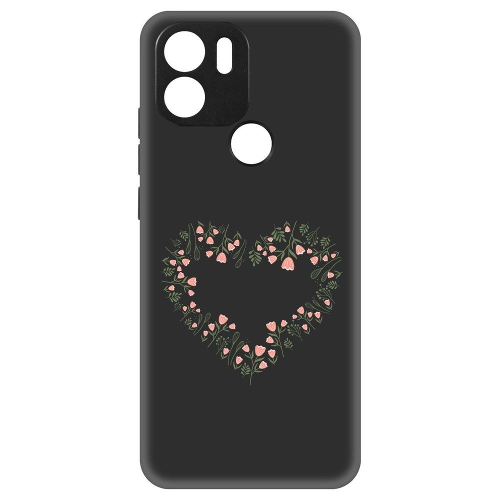 

Чехол-накладка Krutoff Soft Case Цветочное сердце для Xiaomi Redmi A2+ черный