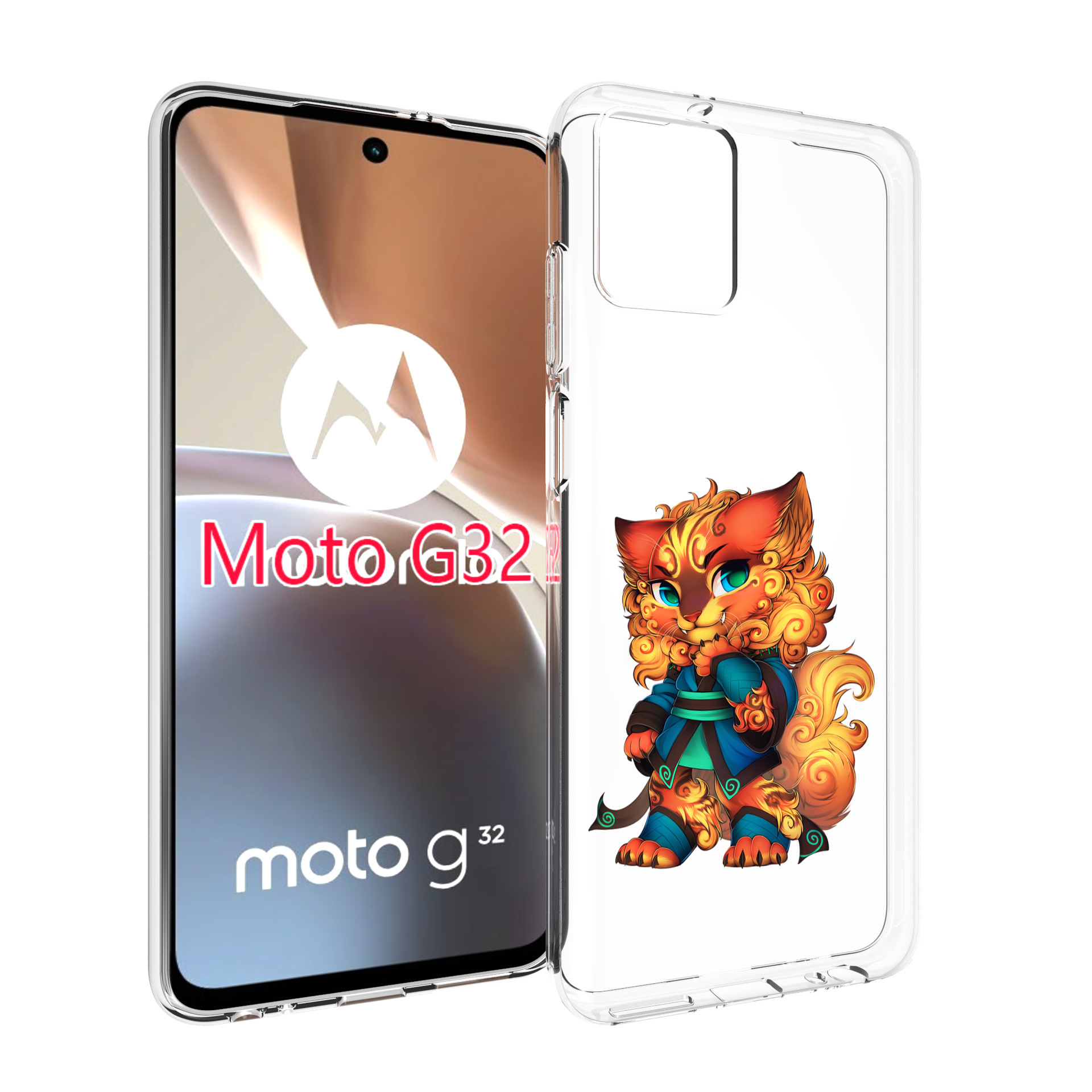 

Чехол MyPads золотой-кот для Motorola Moto G32, Прозрачный, Tocco