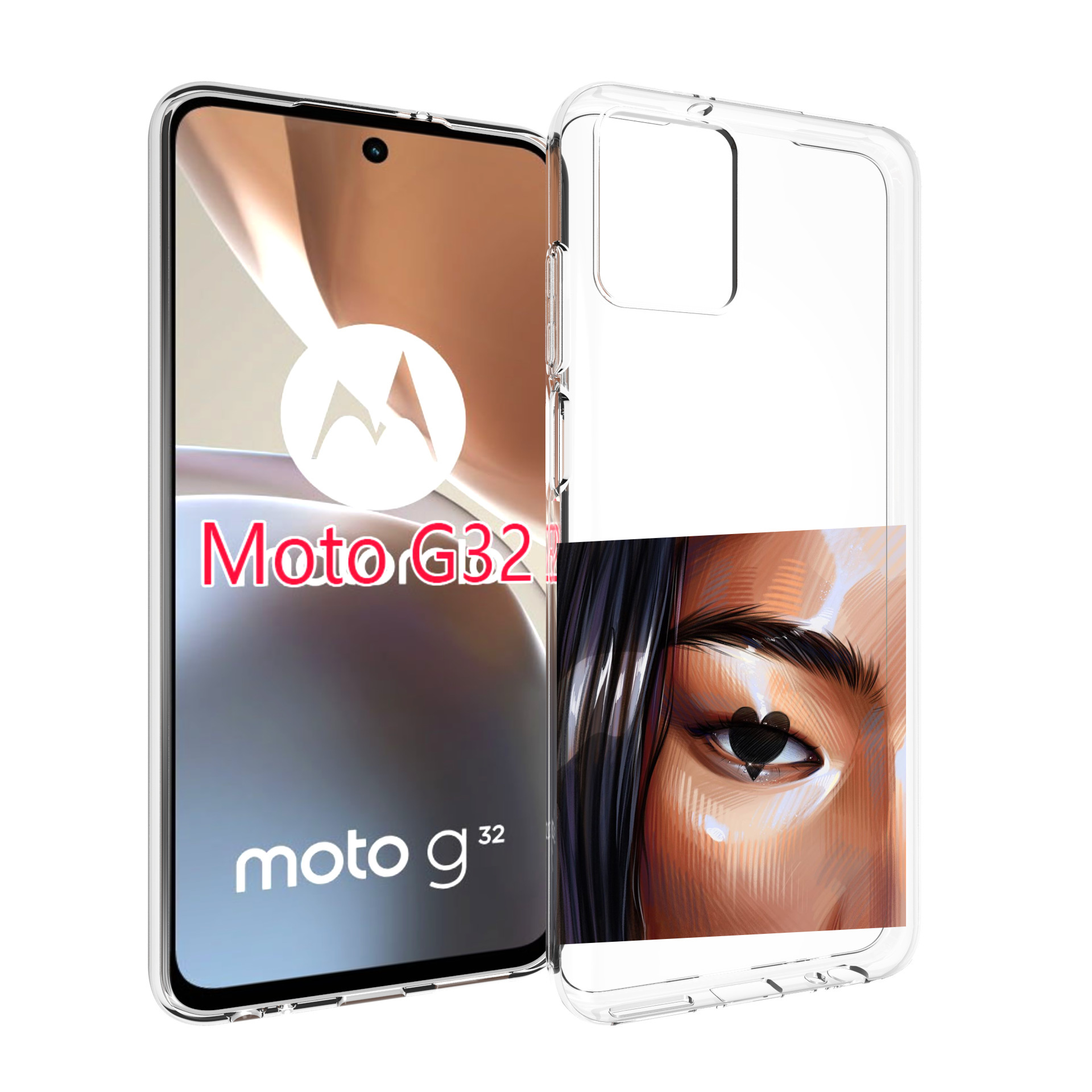 

Чехол MyPads зрачок-сердце женский для Motorola Moto G32, Прозрачный, Tocco
