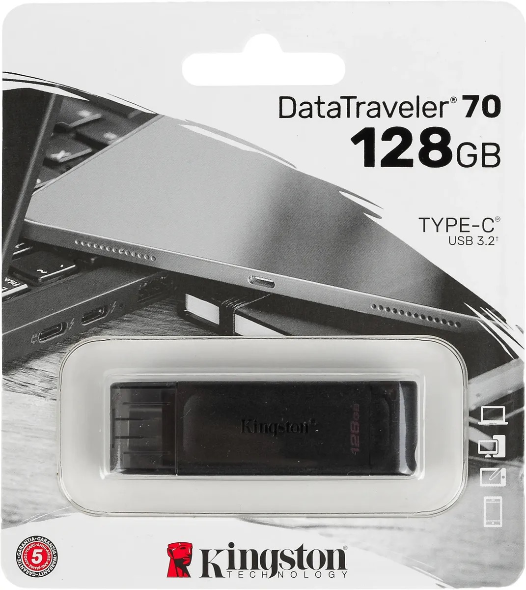 

Флешка USB Type-C Kingston DataTraveler 70 DT70/128GB 128ГБ, USB3.2, черный, Флешка USB (Type-C) Kingston DataTraveler 70 DT70/128GB 128ГБ, USB3.2, черный