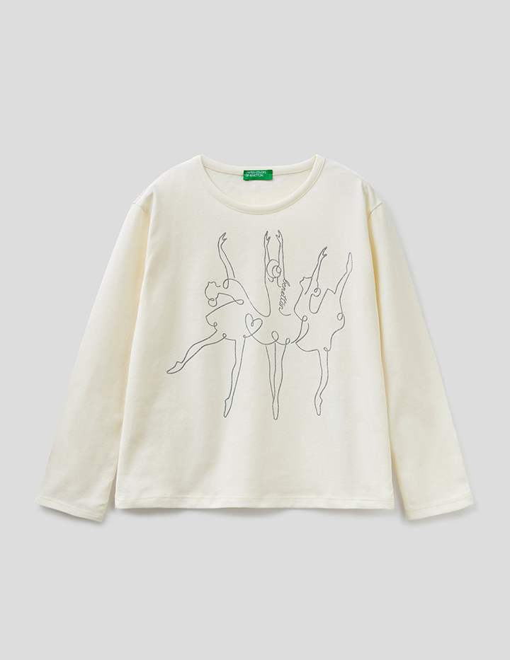 фото Футболка для девочек benetton цв. желтый р.110 united colors of benetton