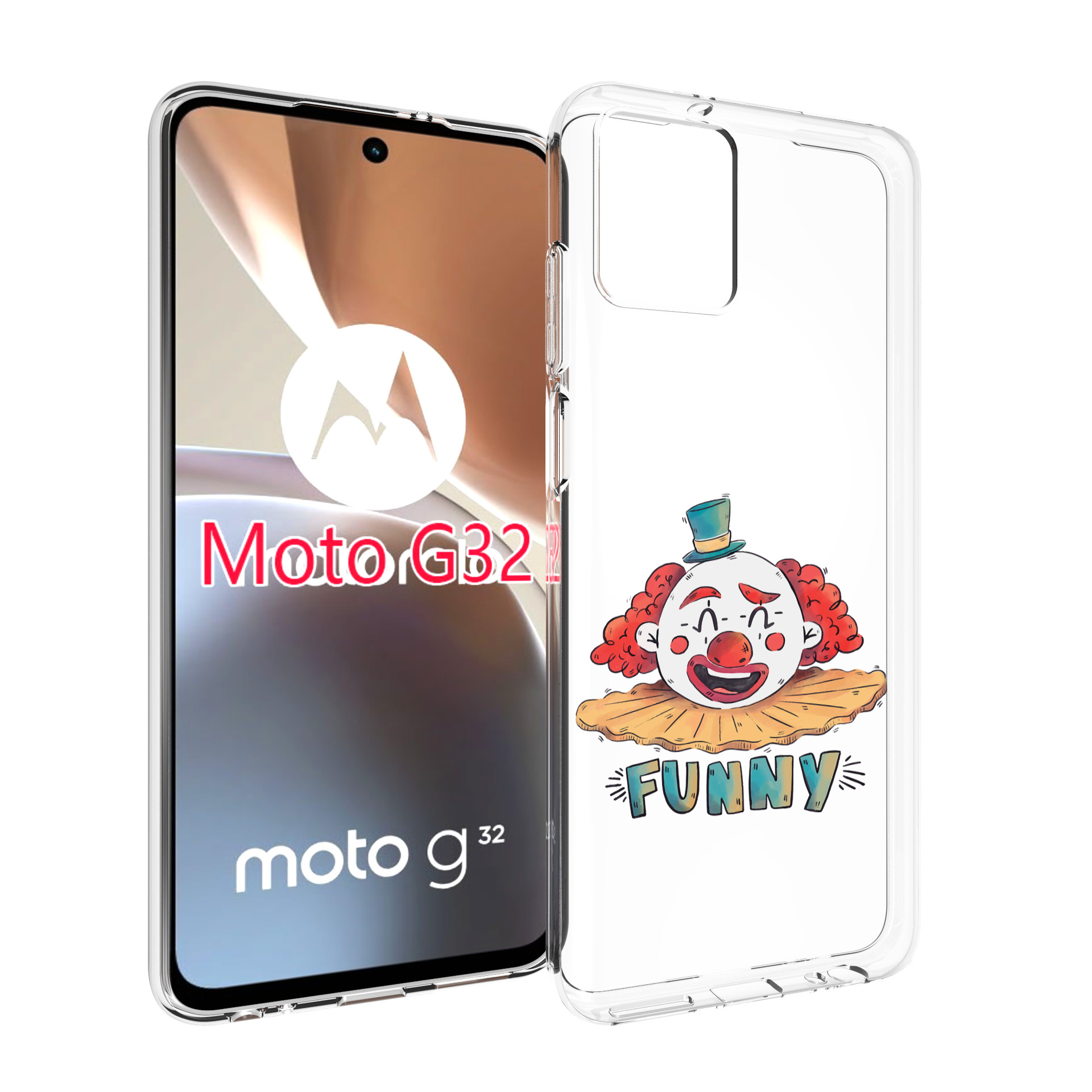 

Чехол MyPads клоун-смешной для Motorola Moto G32, Прозрачный, Tocco