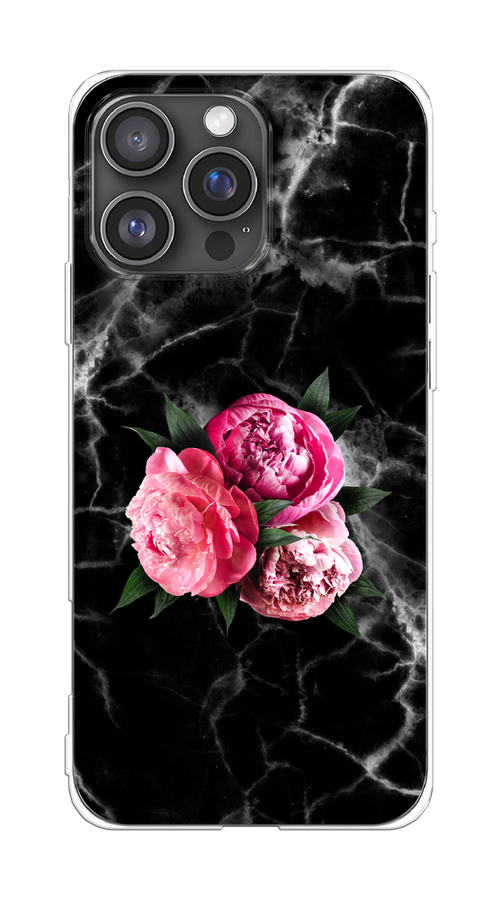 

Чехол на Apple iPhone 16 Pro Max "Букет на черном мраморе", Черный;серый;розовый;зеленый;белый, 16350-1