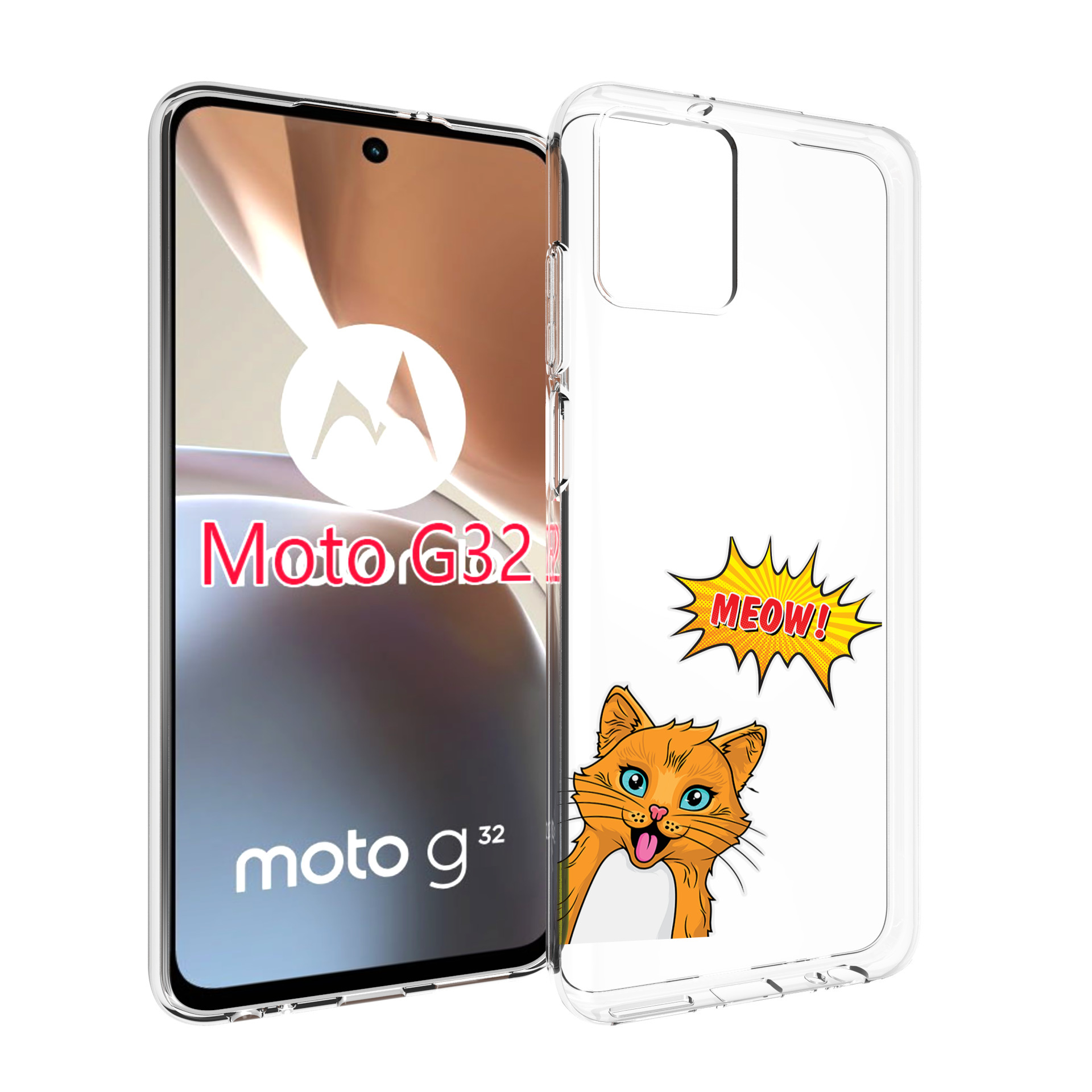 

Чехол MyPads кот-мяу детский для Motorola Moto G32, Прозрачный, Tocco