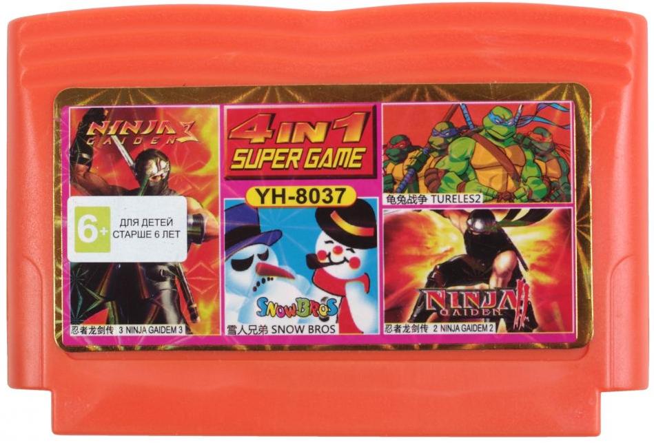 Картридж Сборник игр 4 в 1 YH 8037 NINJA GAIDEN2/SNOW BROS/TURELES/NINJA GAIDEN3 (8 bit)