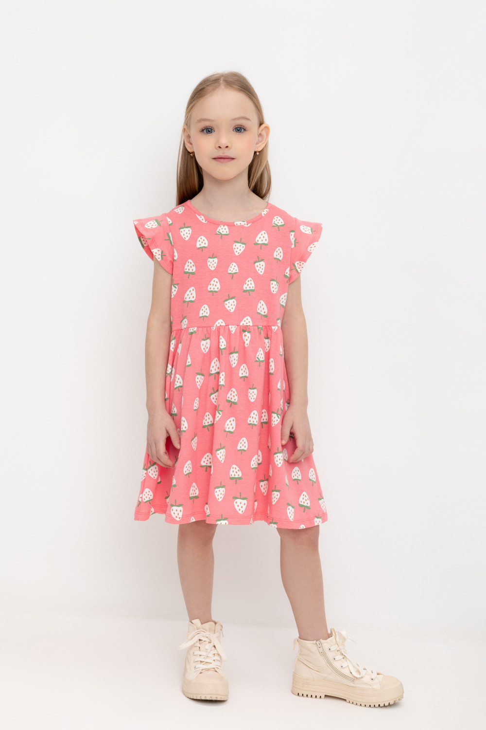 

Платье детское CROCKID М 3547-1, клубнично-розовый, клубника, 116, М 3547-1