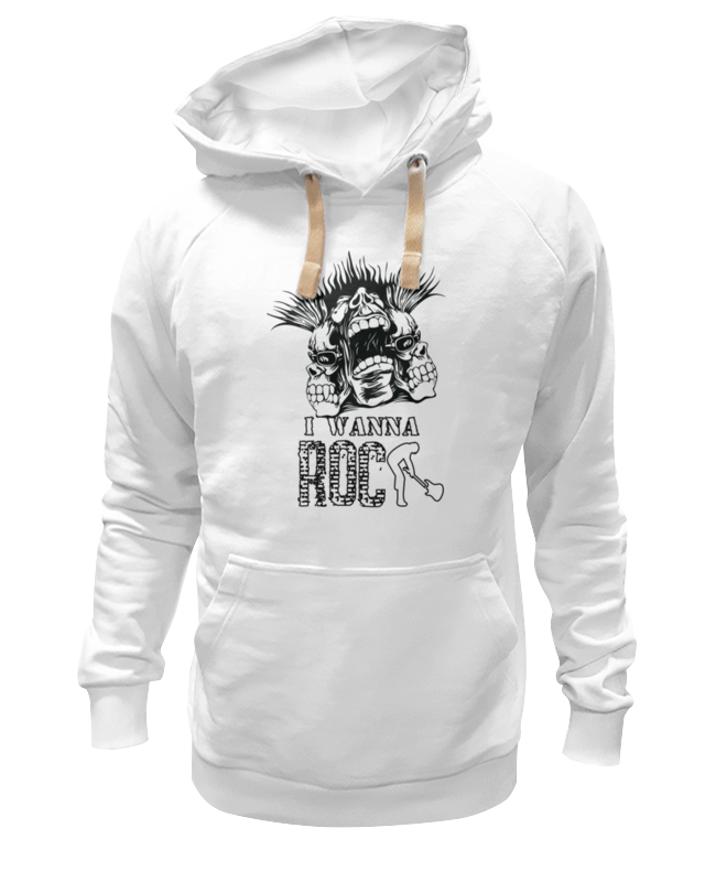 

Худи унисекс Printio I wanna rock w белое XL, Белый, I wanna rock w
