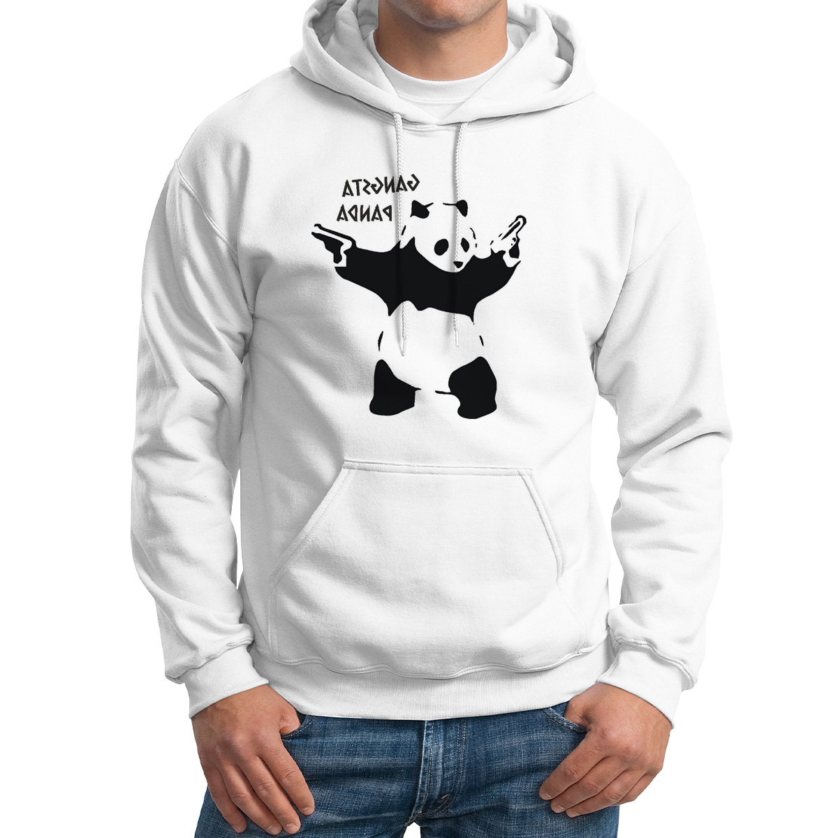 

Худи унисекс CoolPodarok Gangsta Panda панда белое 58 RU, Белый, M0113013