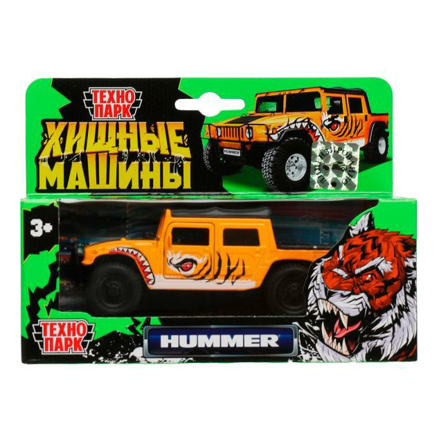 

Машинка Технопарк Hummer h1 Пикап тигр оранжевая с черным, Оранжевый