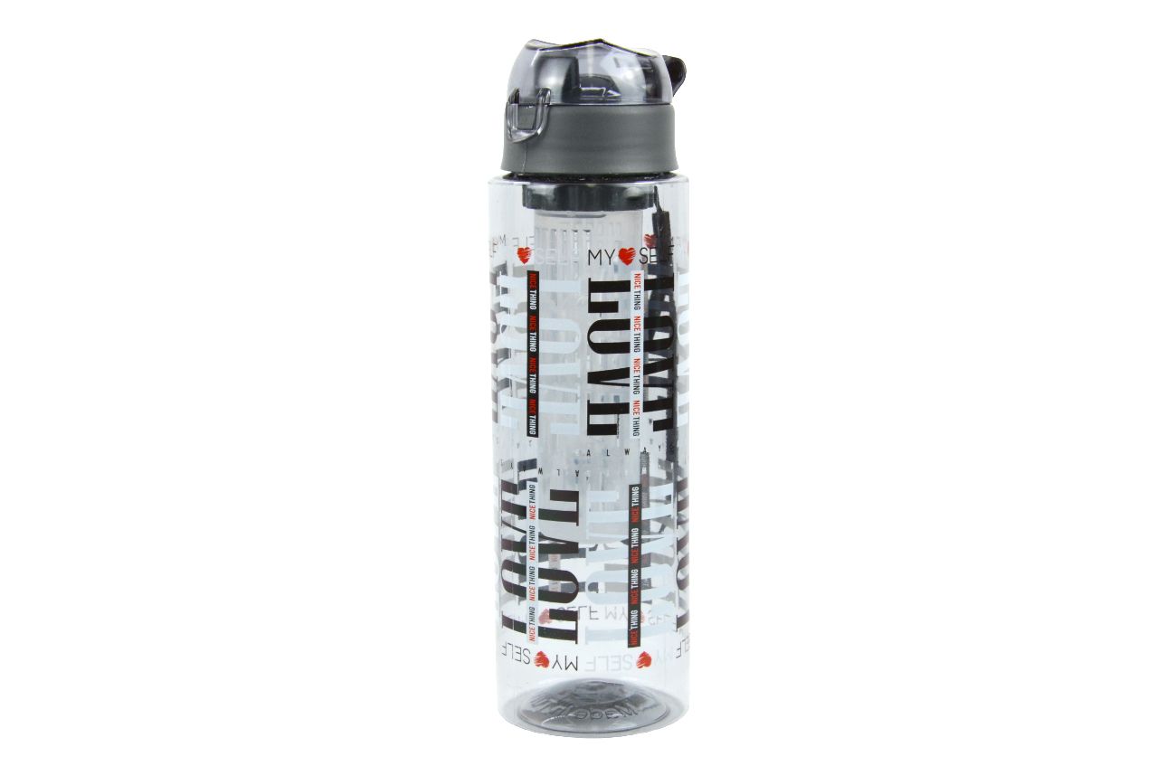 Бутылка для воды Qlux Lycia Detox BSF-00876L серый-черный-красный, 800 мл