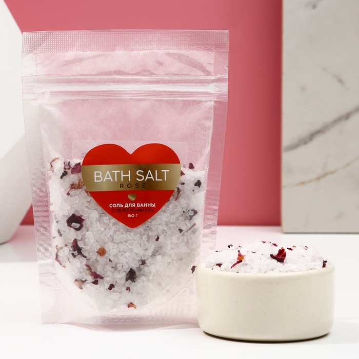 Соль для ванны Чистое счастье с лепестками роз Bath salt 150 г ароматическая соль для ванны shunga роза moonlight bath