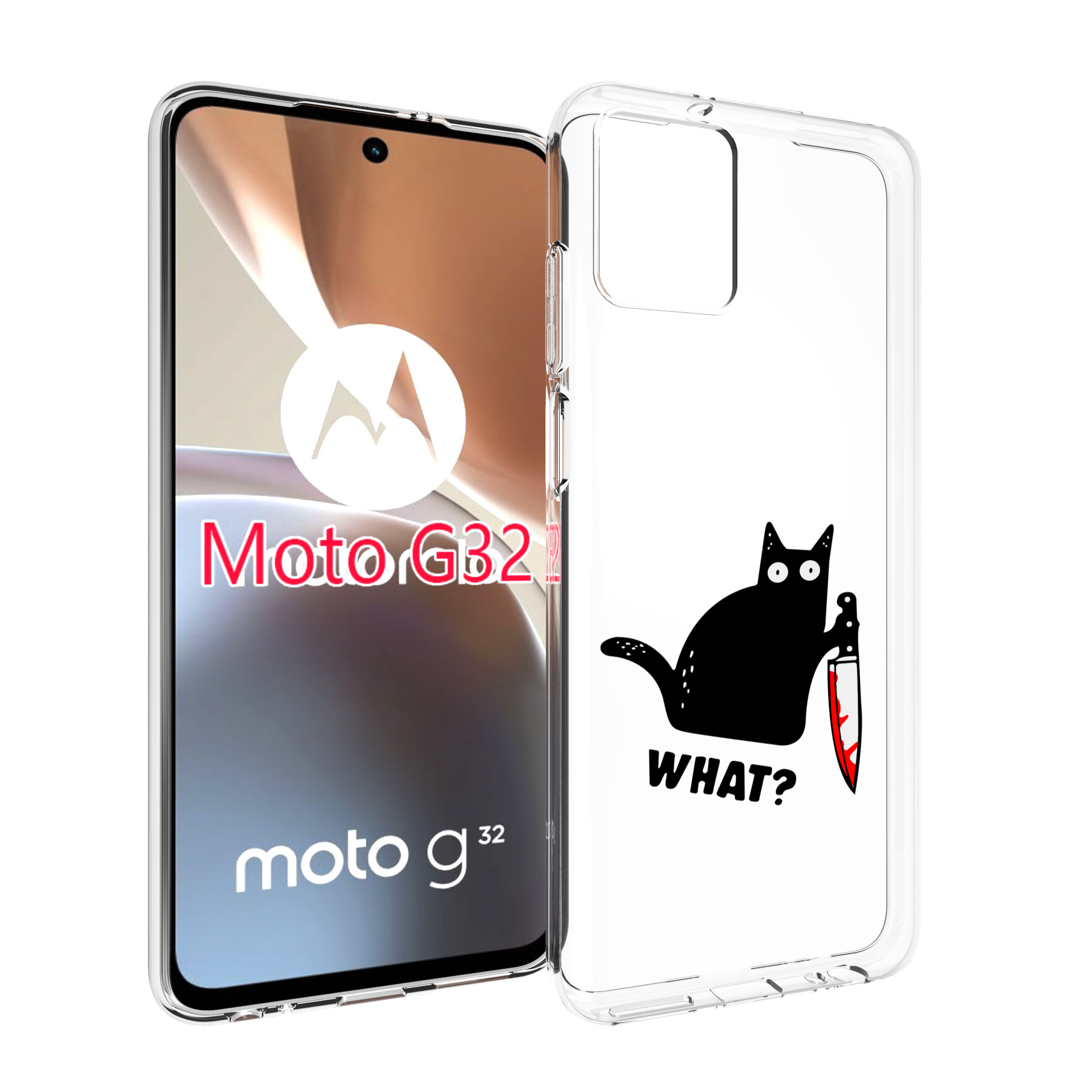 

Чехол MyPads котик-убийца для Motorola Moto G32, Прозрачный, Tocco