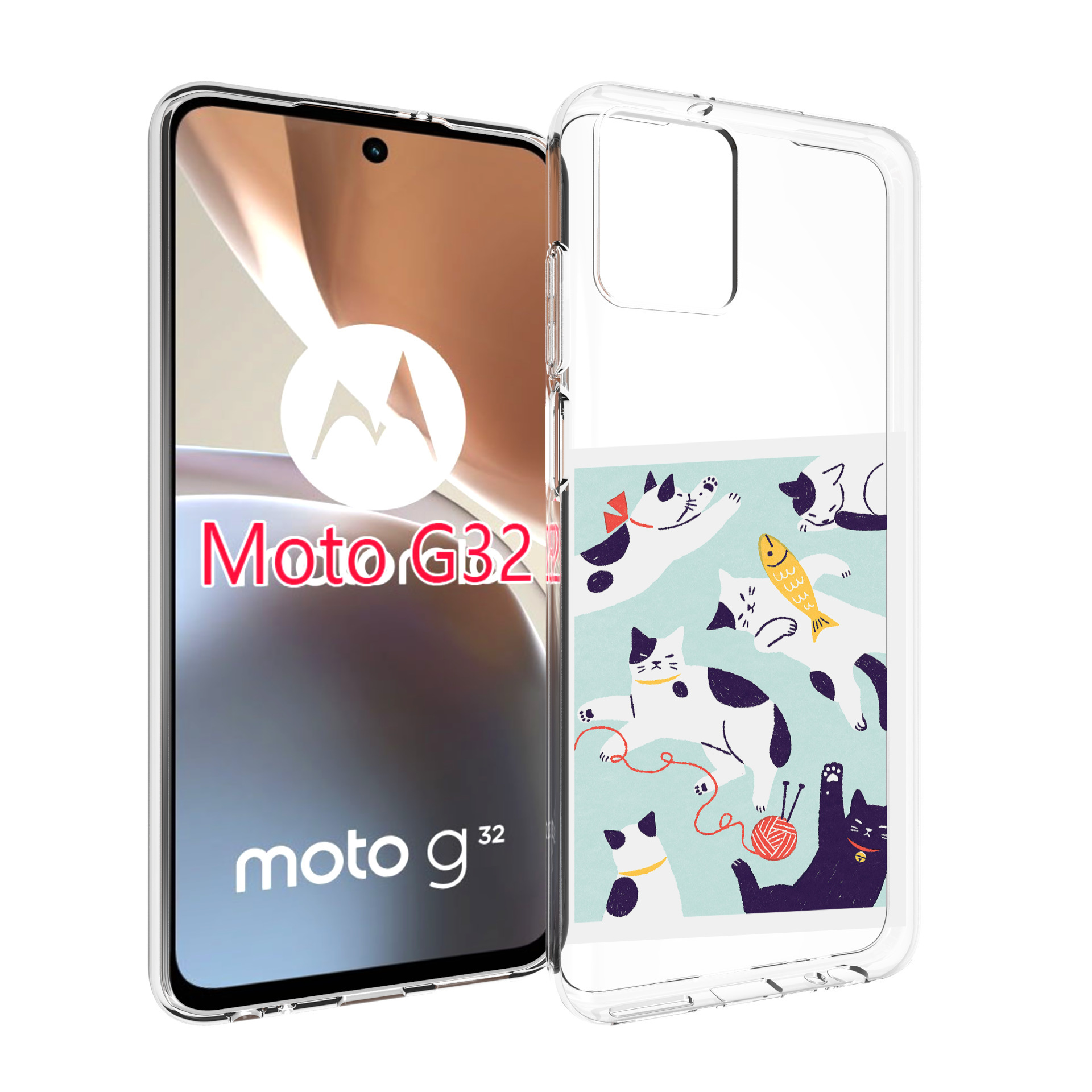 

Чехол MyPads коты-с-клубками для Motorola Moto G32, Прозрачный, Tocco