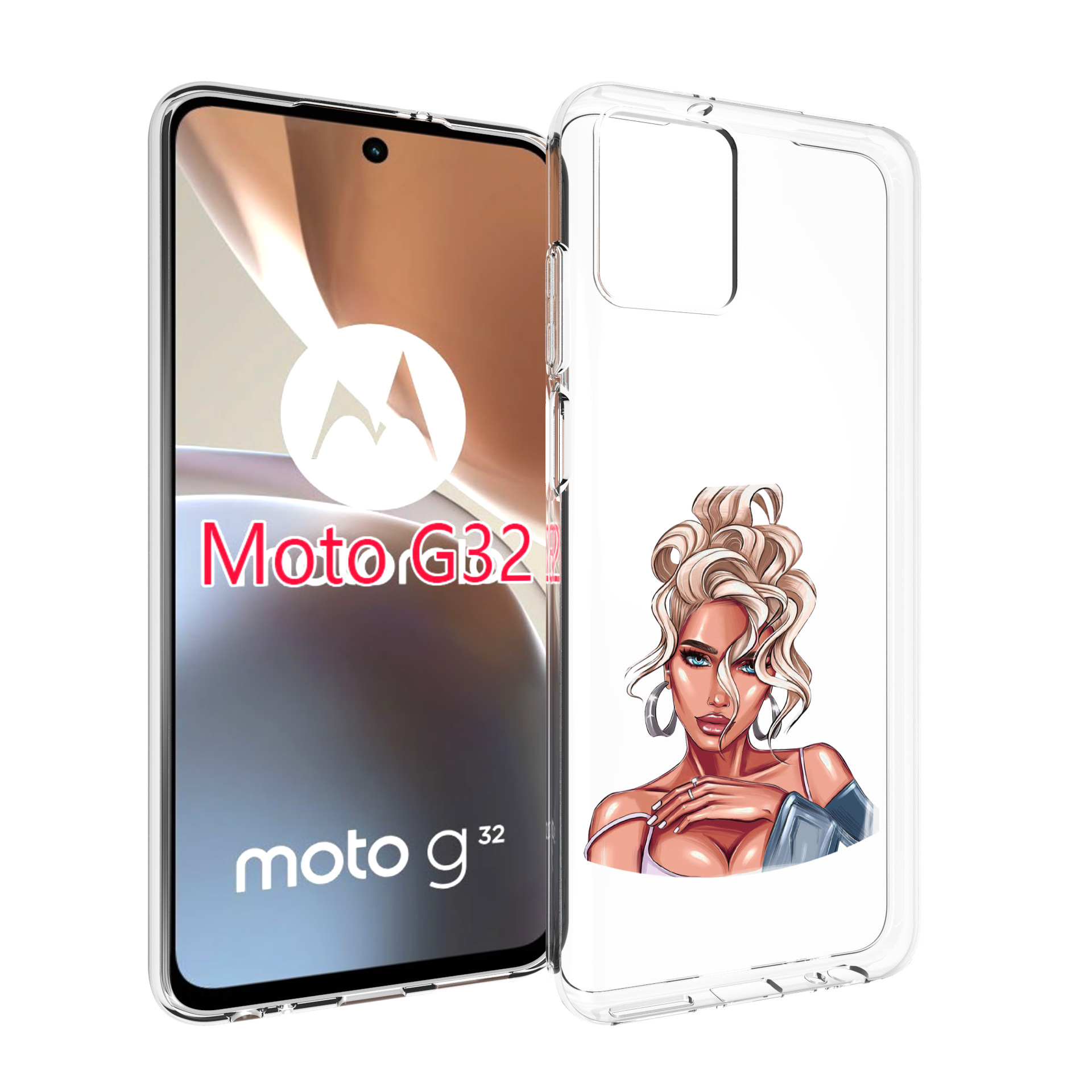 

Чехол MyPads красивая-блондинка женский для Motorola Moto G32, Прозрачный, Tocco