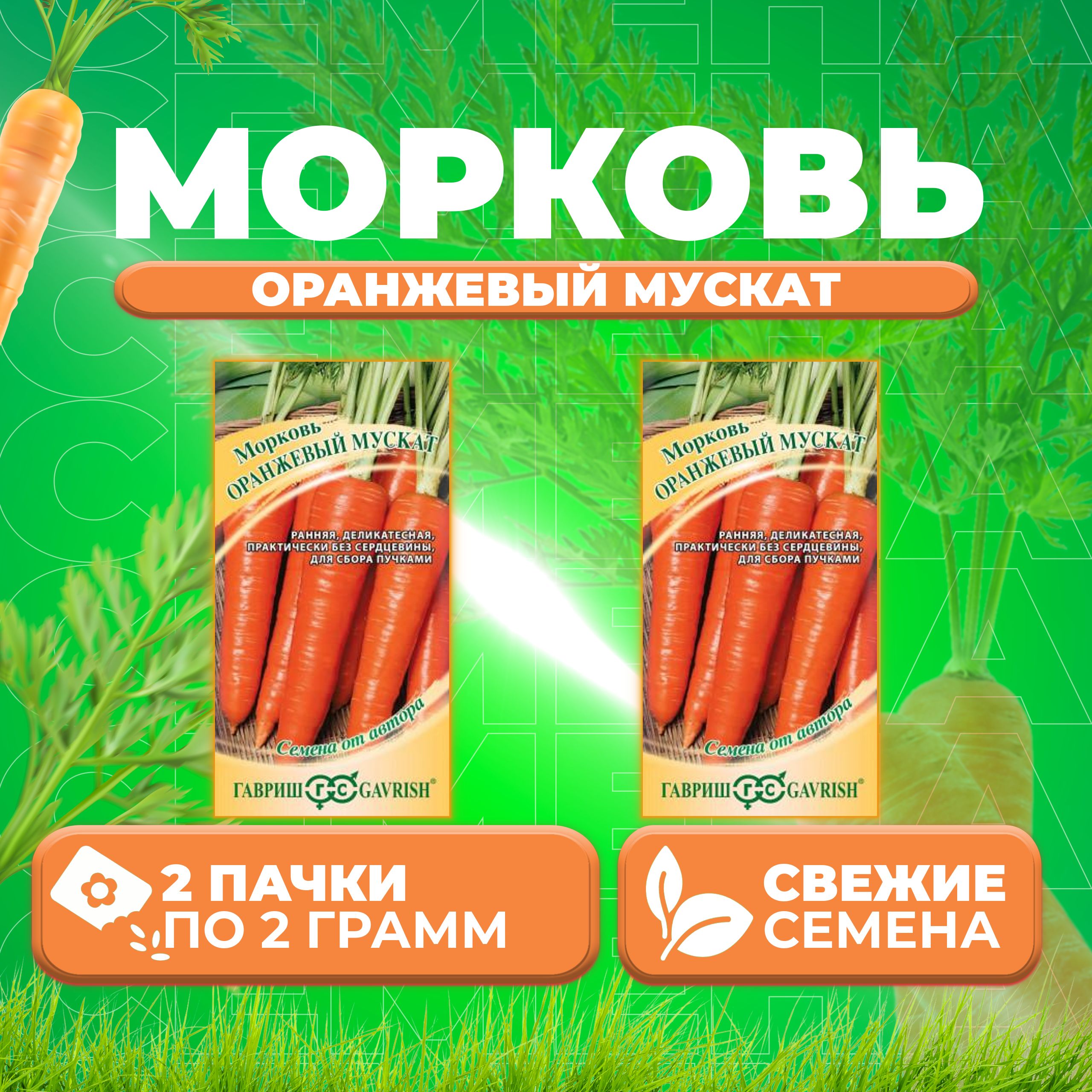 

Семена морковь Оранжевый мускат Гавриш 10008857-2 2 уп.