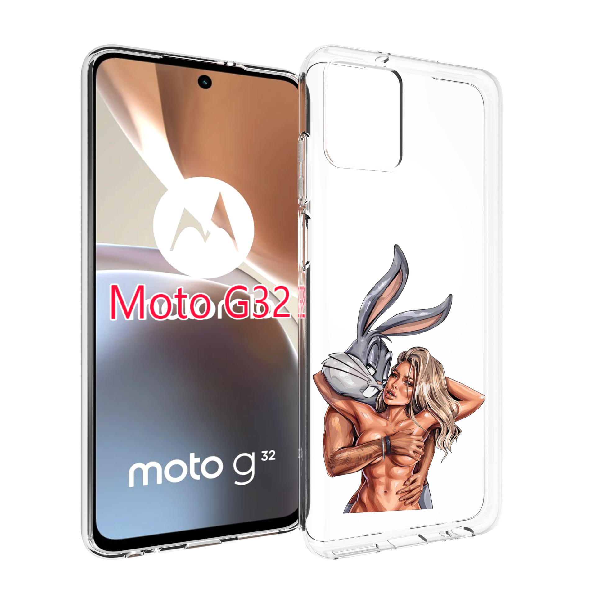 

Чехол MyPads красивая-девушка-с-бак-банни женский для Motorola Moto G32, Прозрачный, Tocco