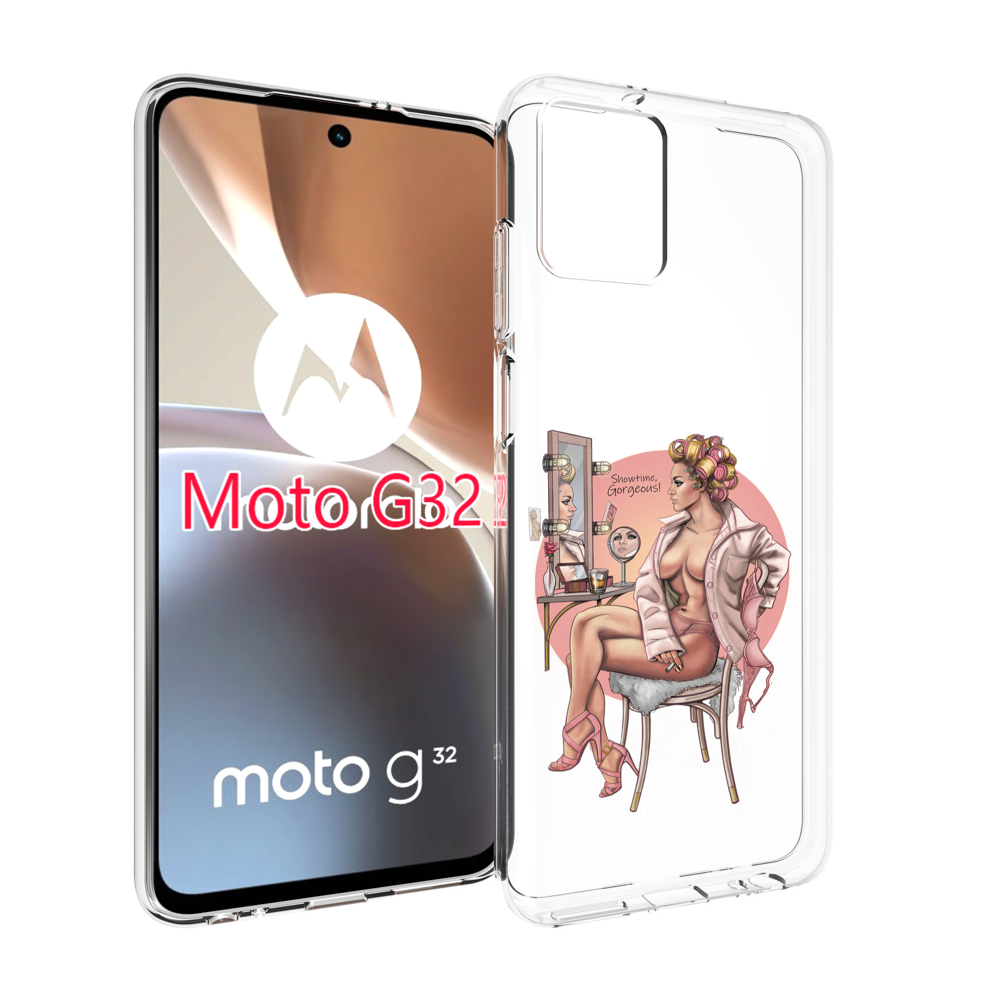 

Чехол MyPads красивая-девушка-с-зеркалом женский для Motorola Moto G32, Прозрачный, Tocco