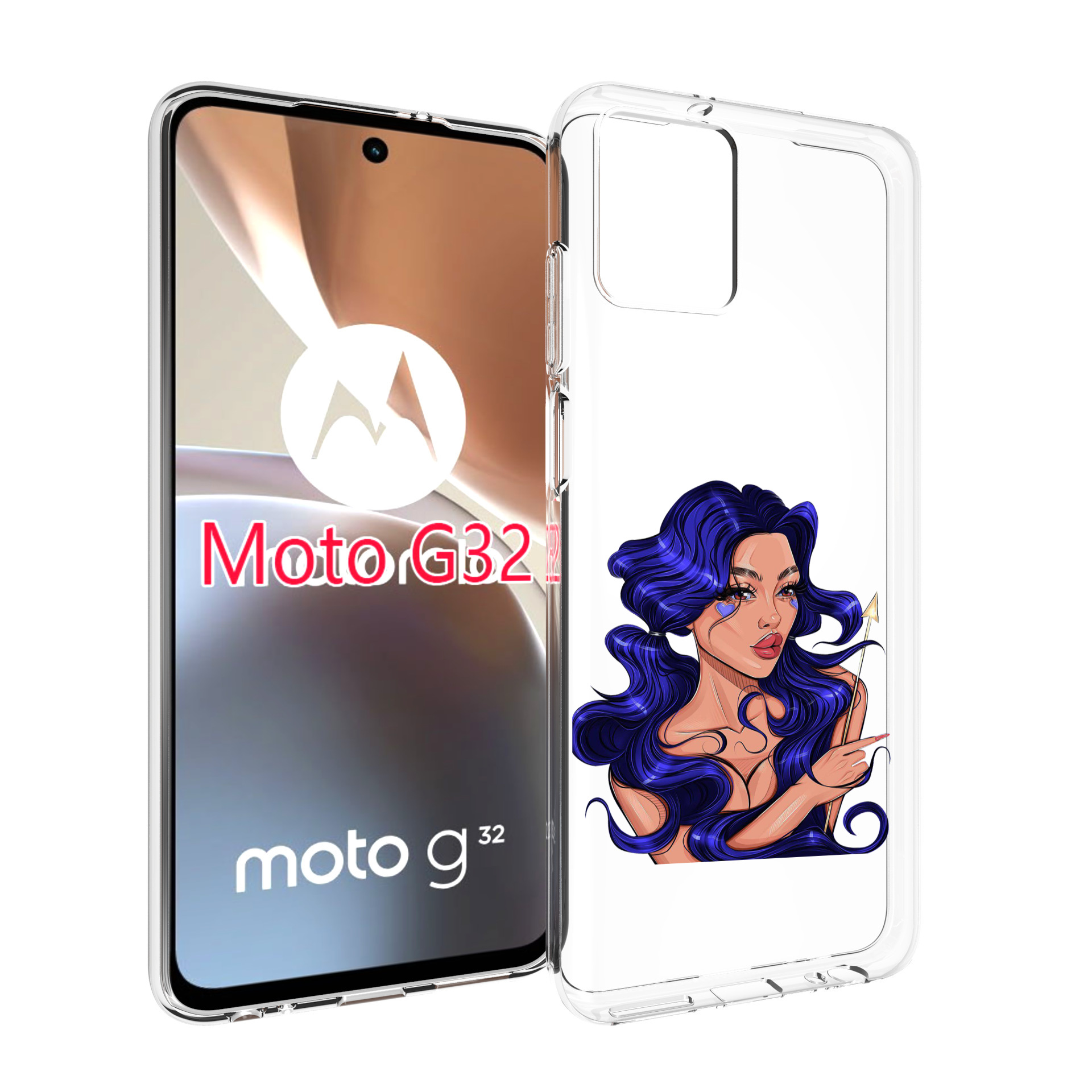 

Чехол MyPads красивая-девушка-с-синими-волосами женский для Motorola Moto G32, Прозрачный, Tocco