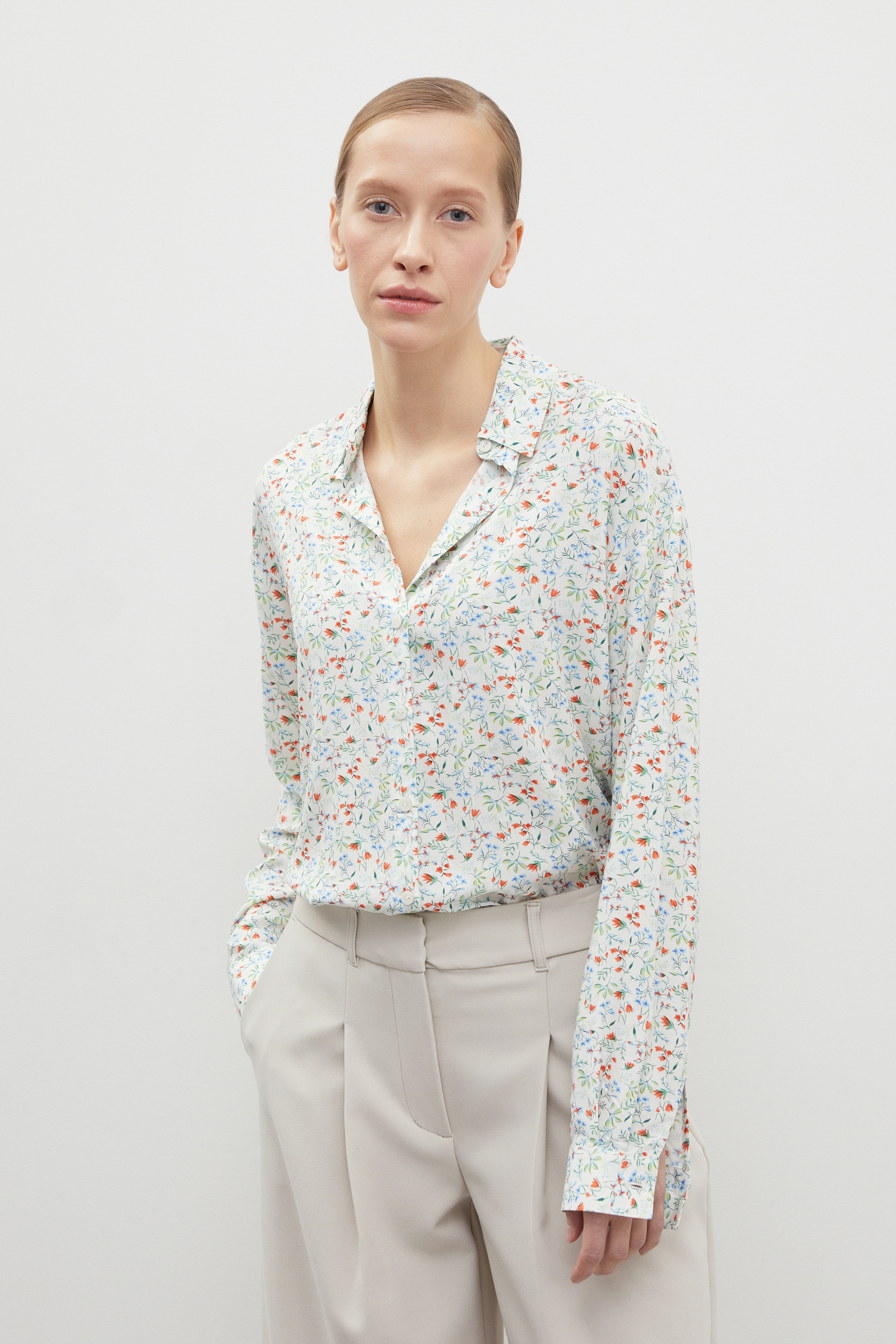 

Блуза женская Finn Flare BAS-10040 белая 2XL, Белый, BAS-10040