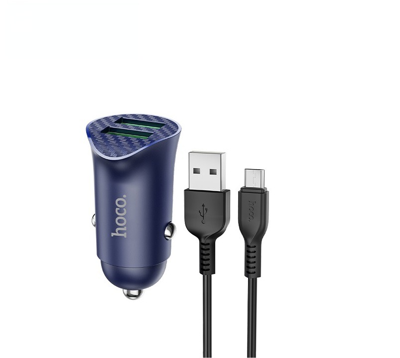 

Автомобильное зарядное устройство Hoco Z39 2USB 3.0A QC3.0 бысA QC3.0 быстрая зарядка Blue, Z39