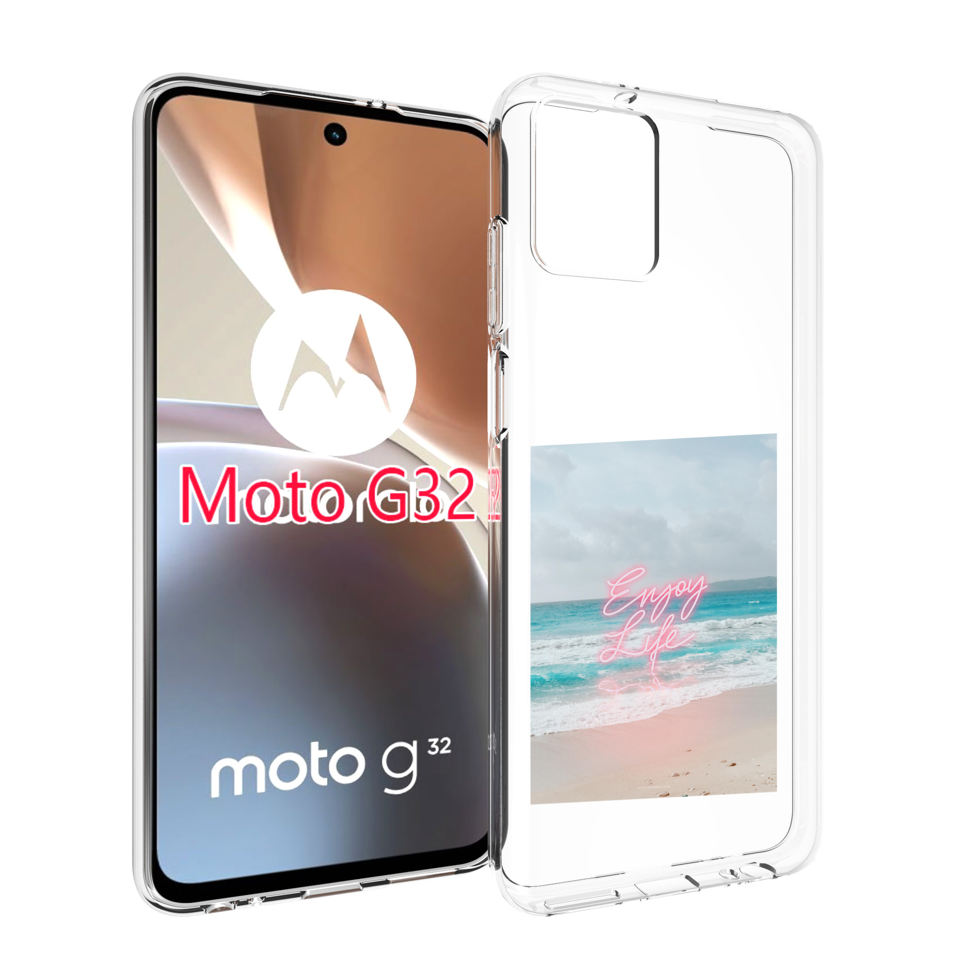 

Чехол MyPads красивый пляж для Motorola Moto G32, Прозрачный, Tocco