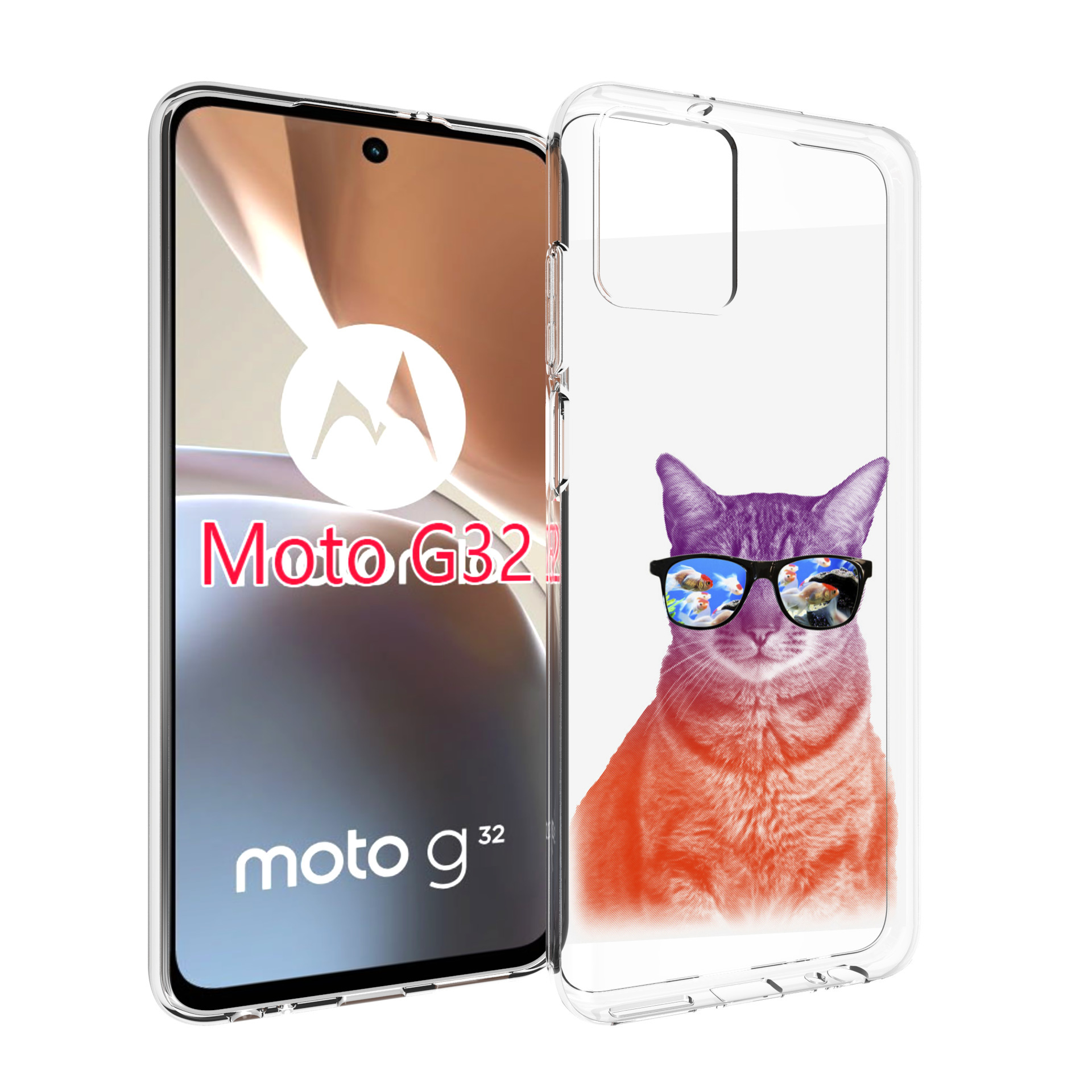 

Чехол MyPads крутой кот-2 для Motorola Moto G32, Прозрачный, Tocco