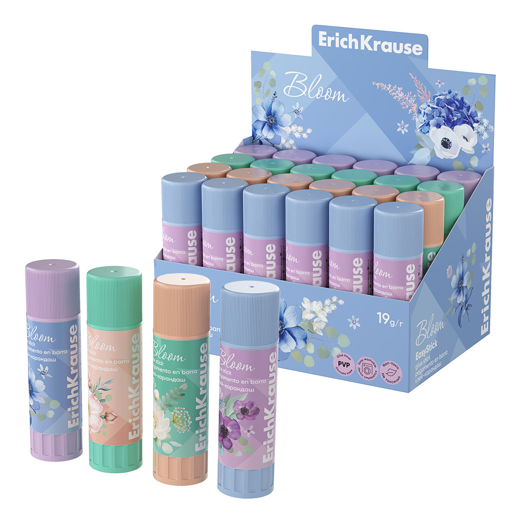 

Клей-карандаш ErichKrause EasyStick Pastel Bloom, 60914, 19г,по 24 шт в коробке