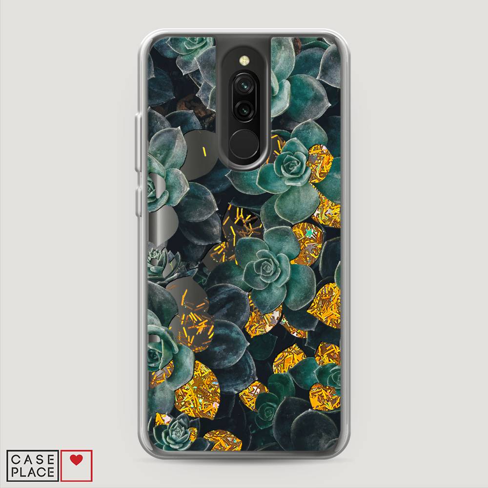 

Жидкий чехол с блестками "Сукуленты цветные" на Xiaomi Redmi 8, 37190-1